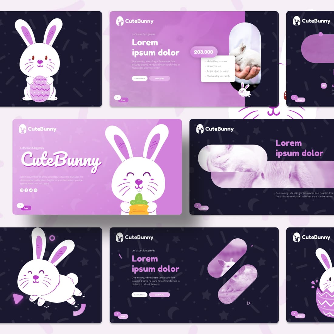 Cute Bunny Powerpoint Template cover.