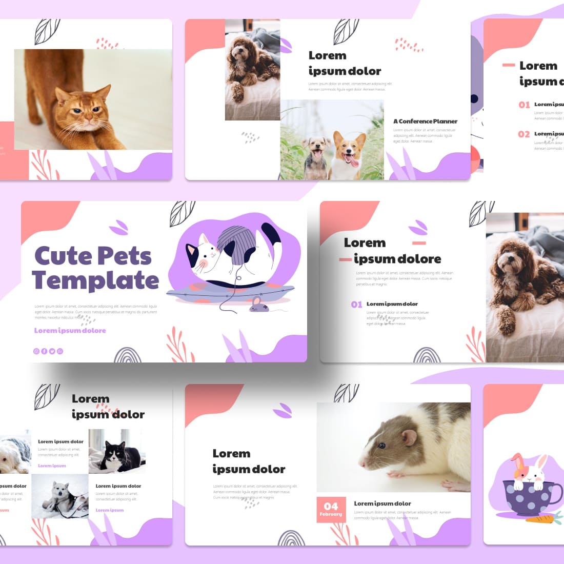 Cute Pets Presentation Template cover.