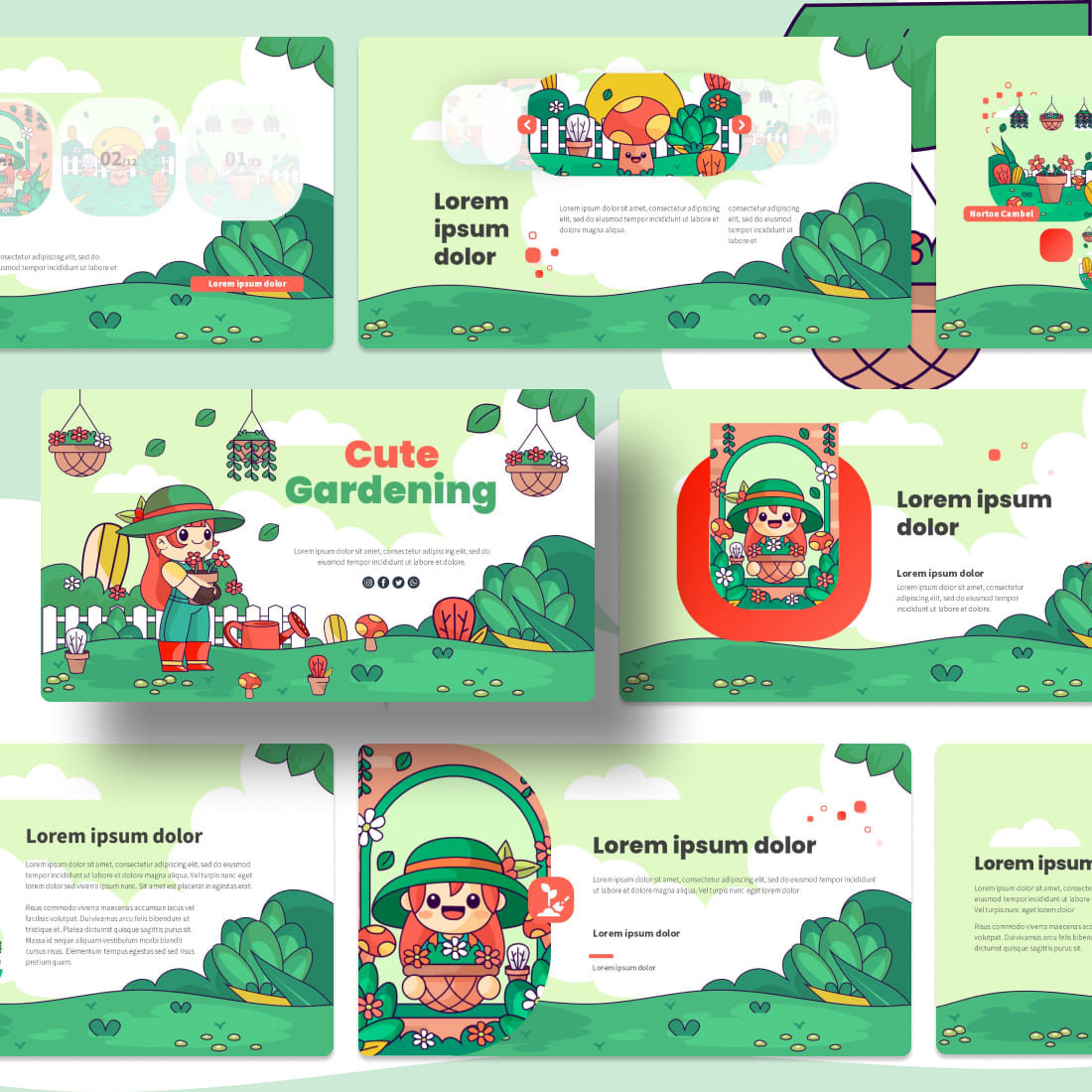 Cute Gardening Powerpoint Template cover.