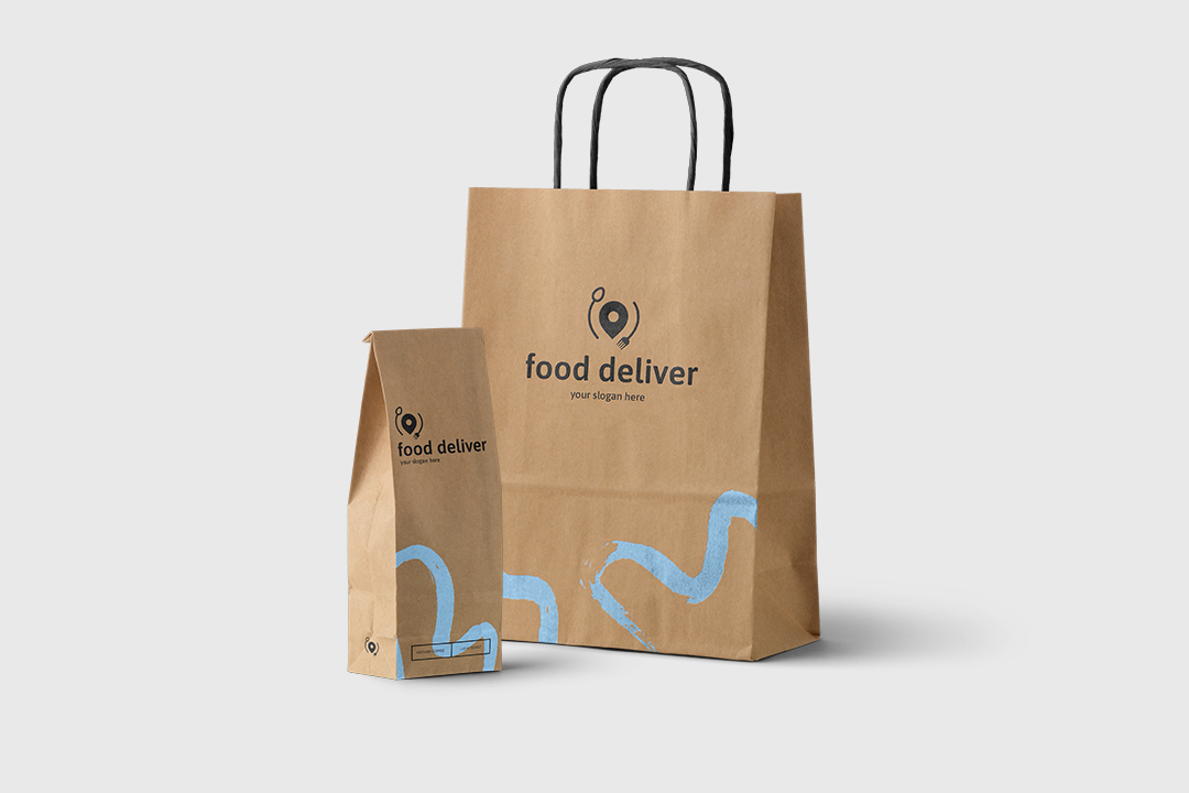 3 Food Delivery Logos Bag Print.