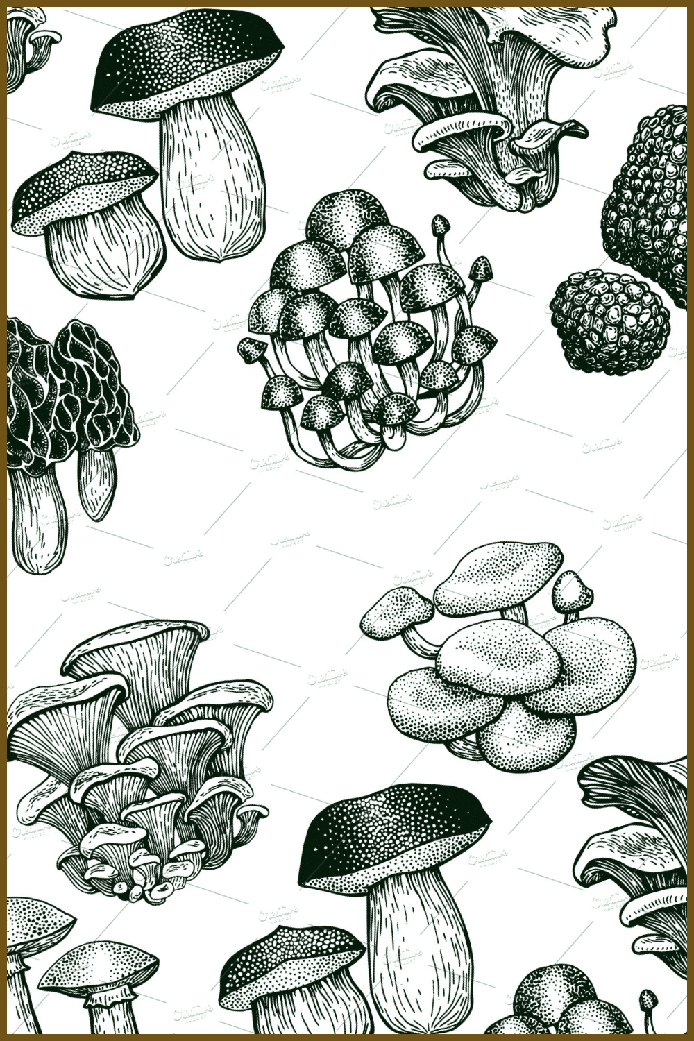 Mushrooms vector collection - pinterest image preview.