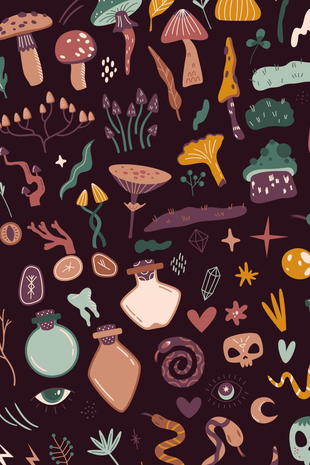 Mushrooms. vector collection - pinterest image preview.