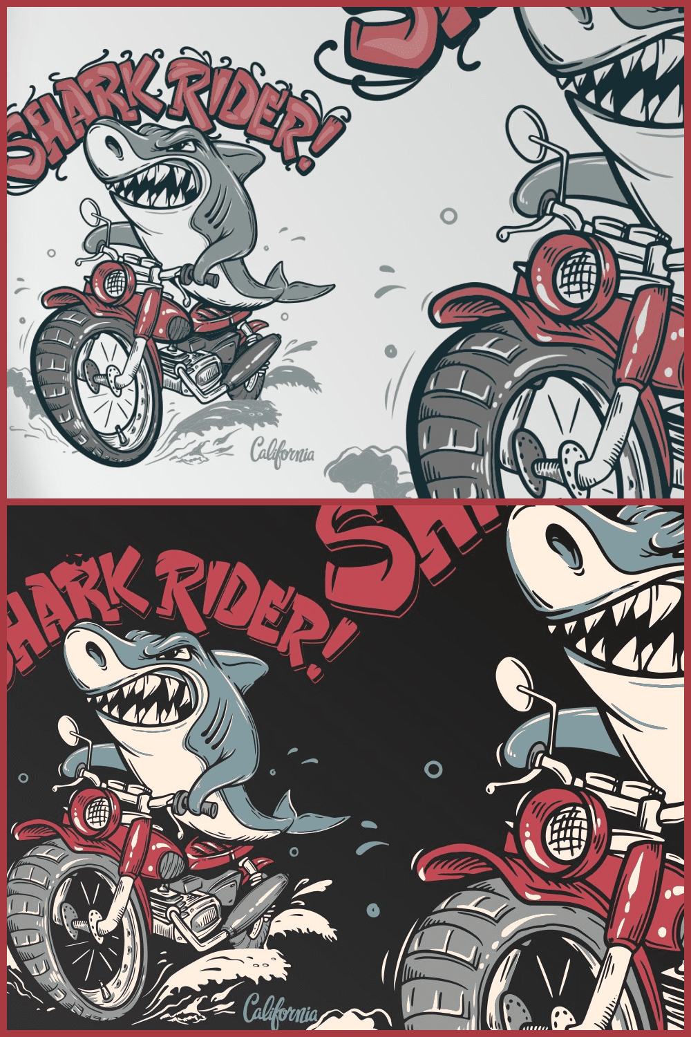 3 shark rider t shirt design