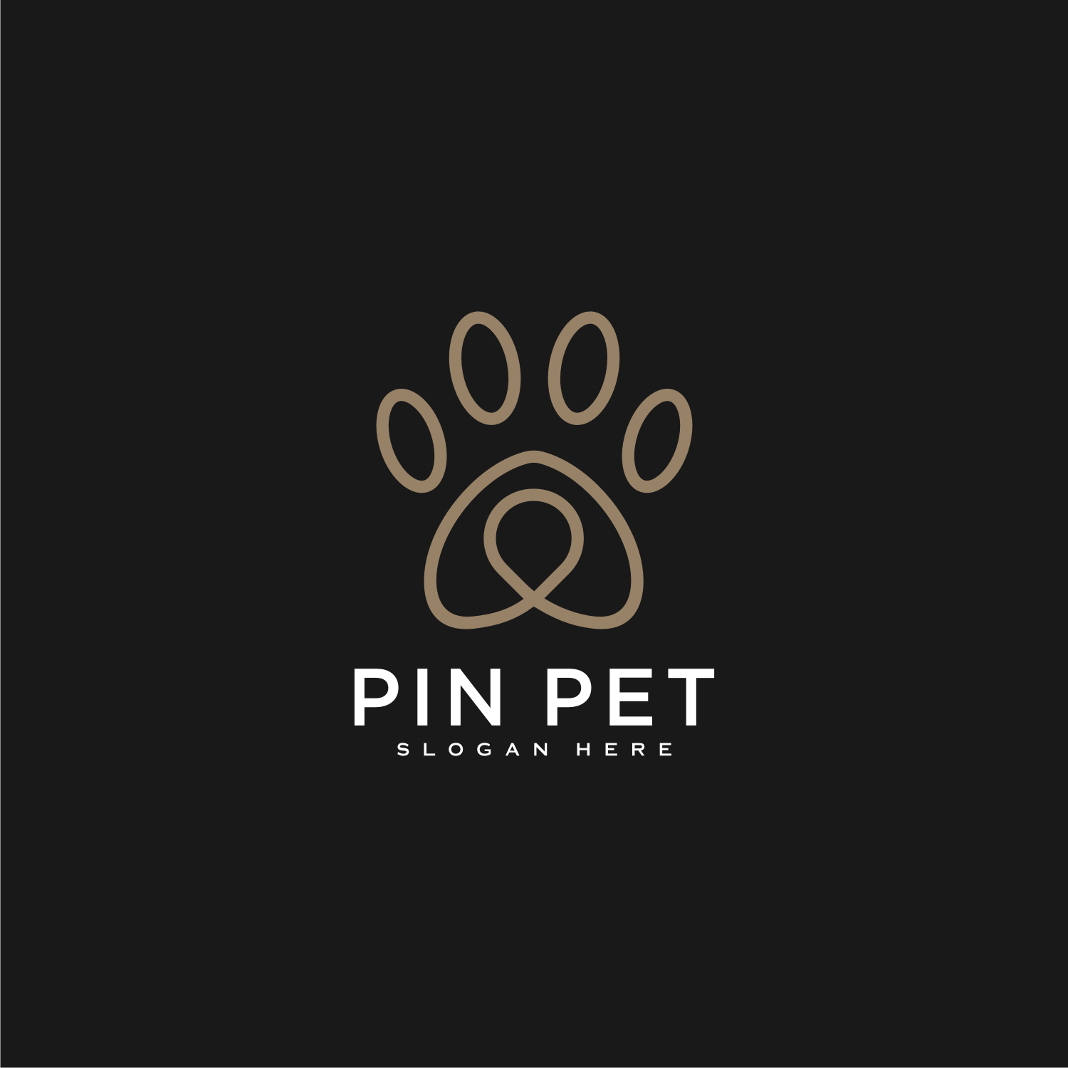 Paw Location Or Pet Pin Logo Vector Design Preview Image.