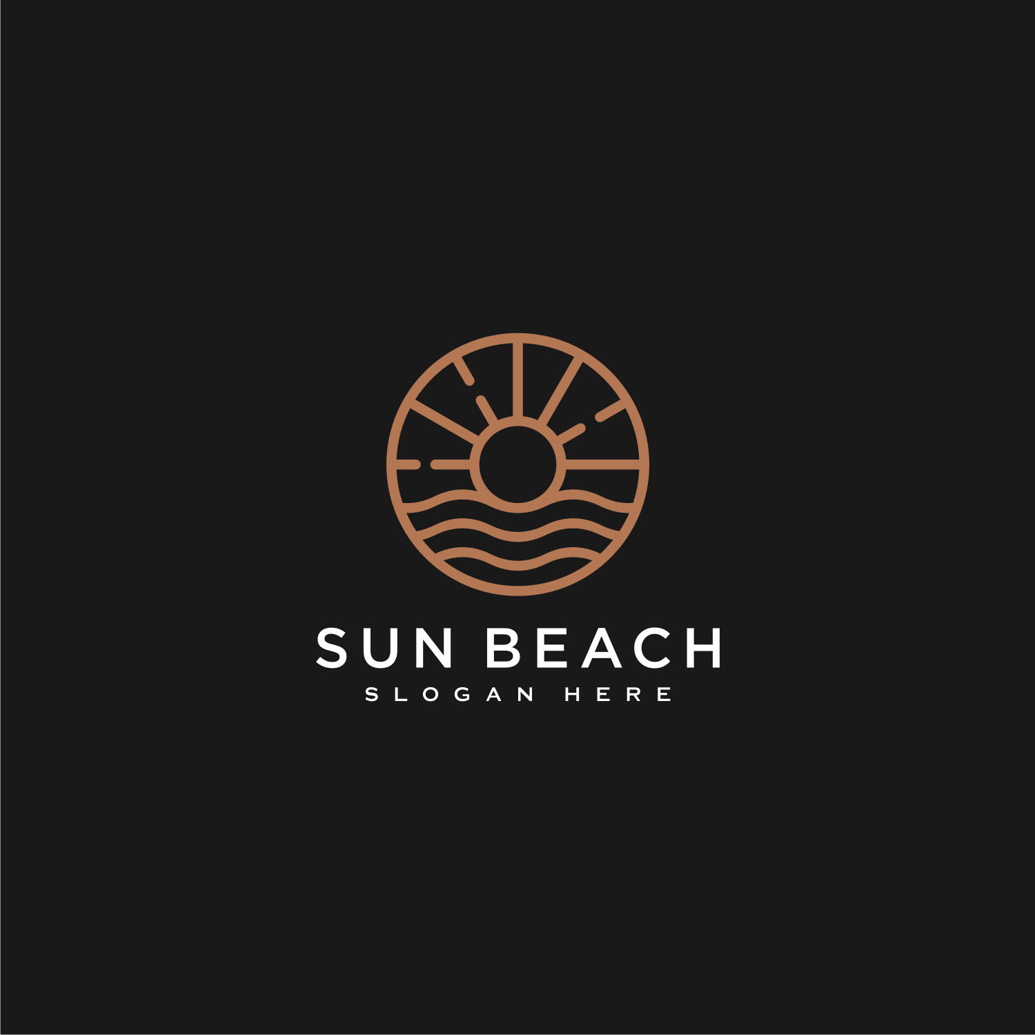 Sun Beach Logo Design Premium Vector Preview Image.