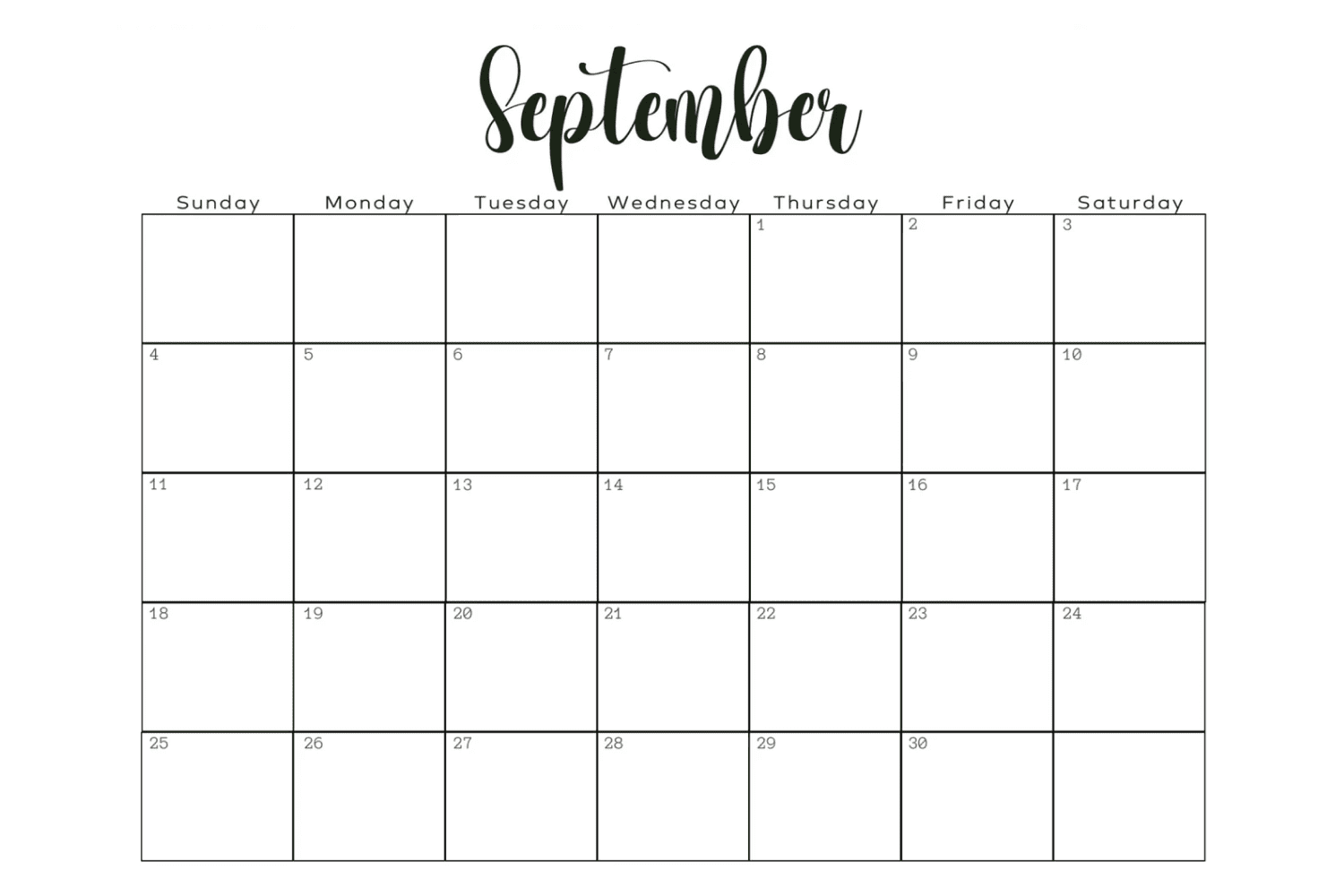 Printable September 2022 Calendar.
