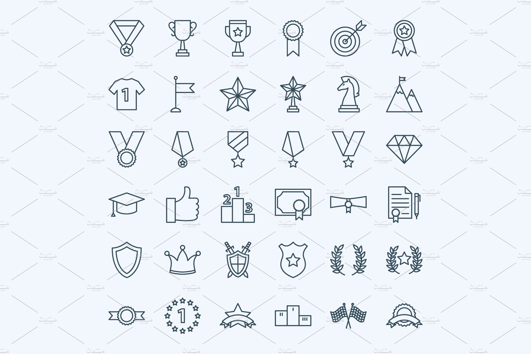 Classic outline icons.