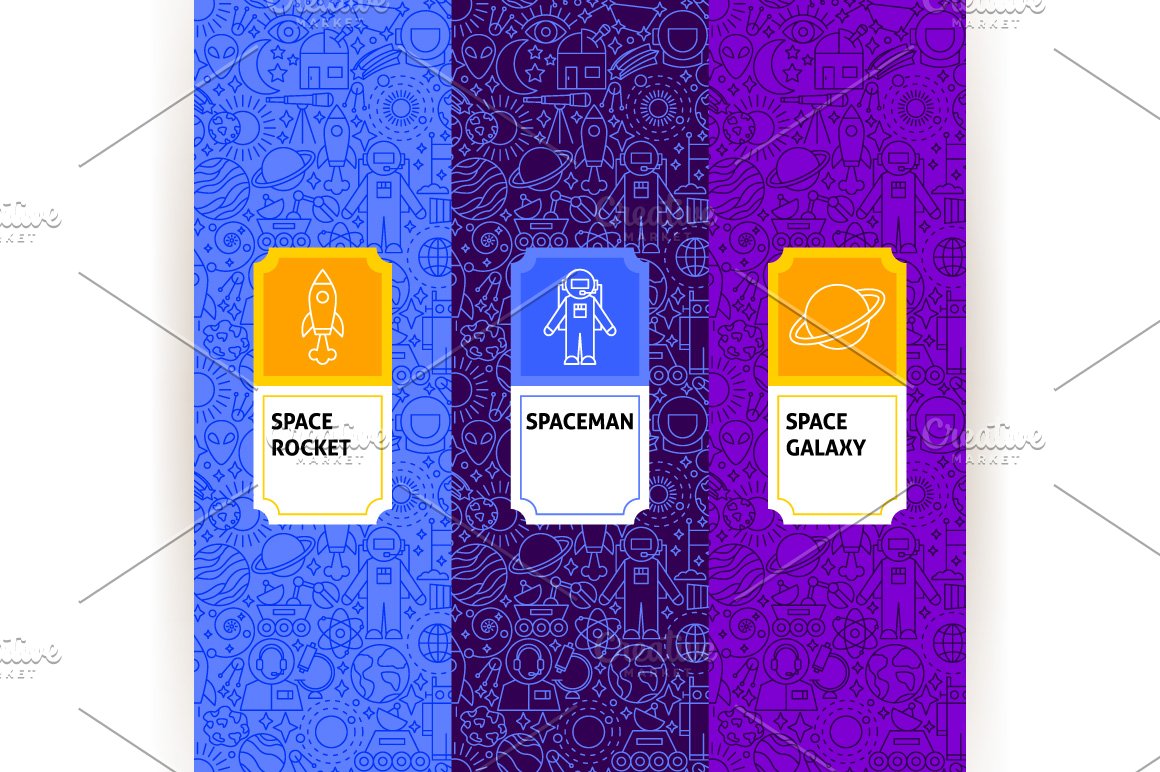 Three parts with space icons.