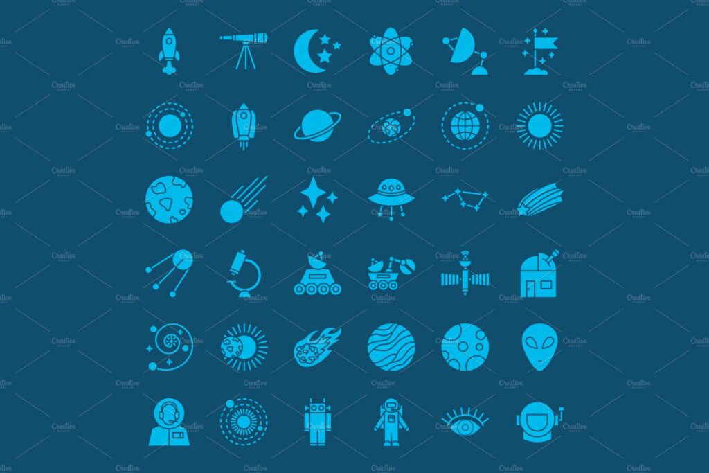 Space Line Art Icons – MasterBundles