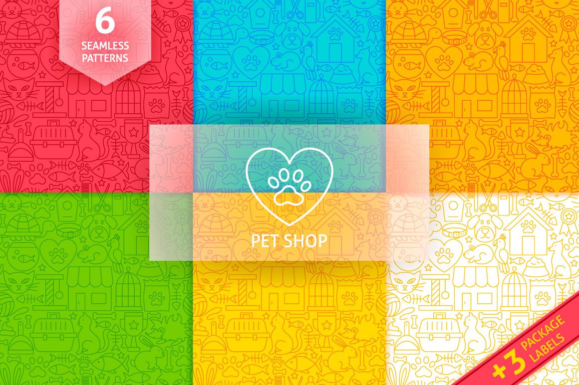 Colorful pattens for pets shop business.