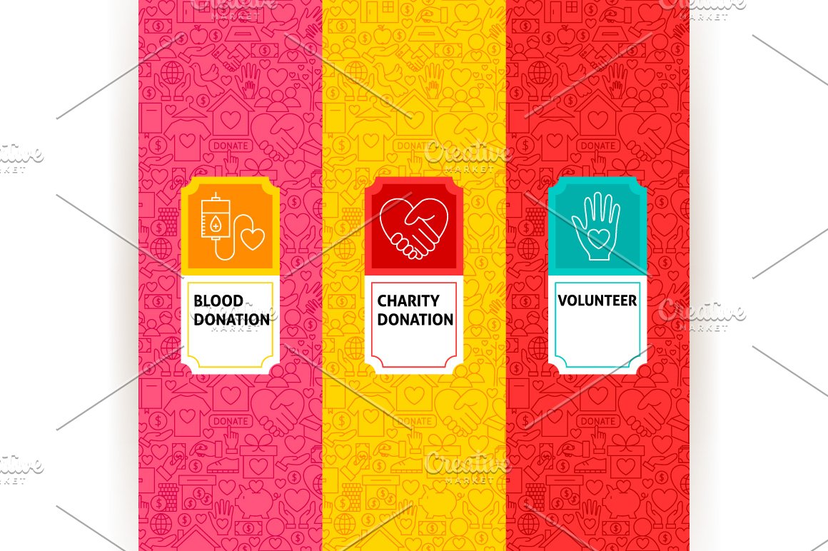 Cool colorful patterns with charity icons.
