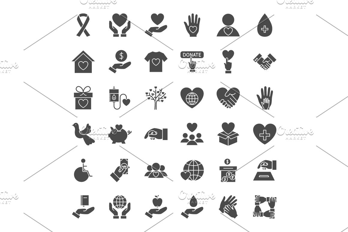 Black charity icons.