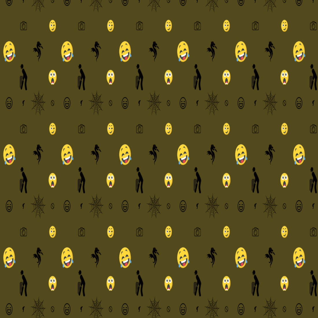 Amazing 8 Emoji Patterns dark green background.