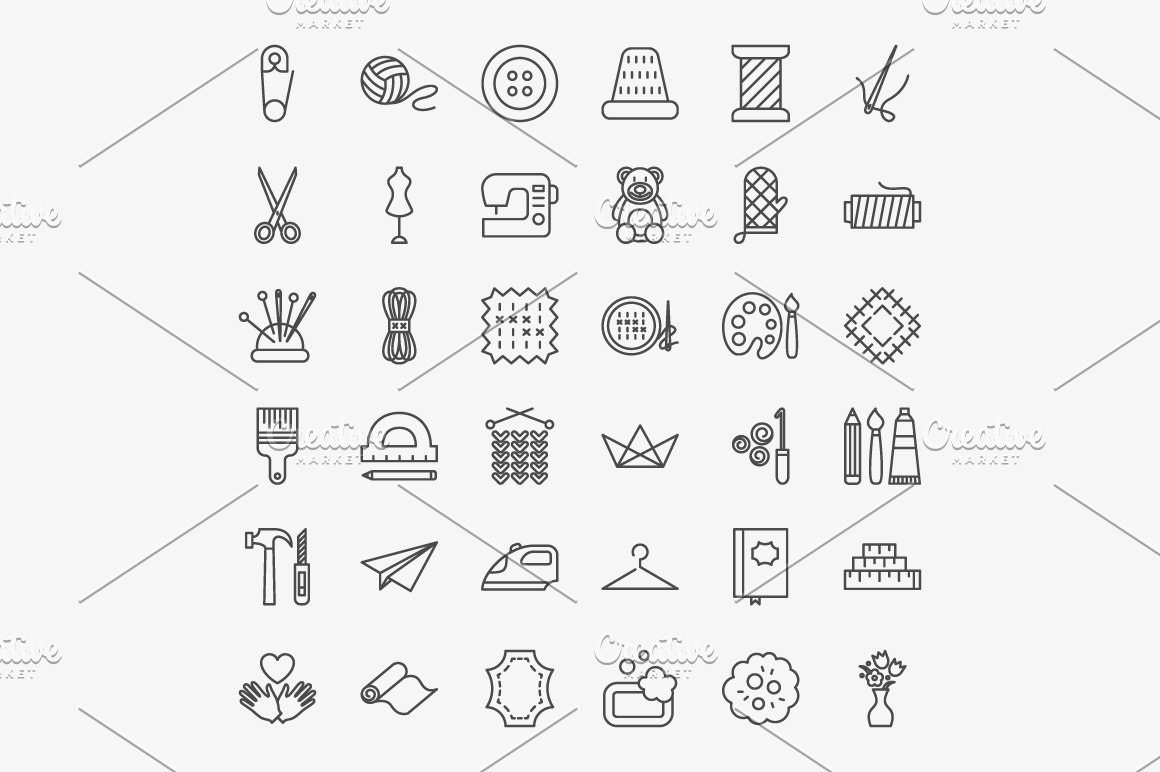 Outline handmade icons.