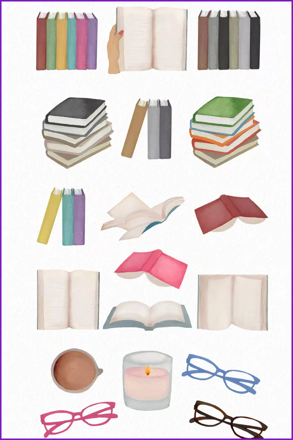 pastel colored book clip art