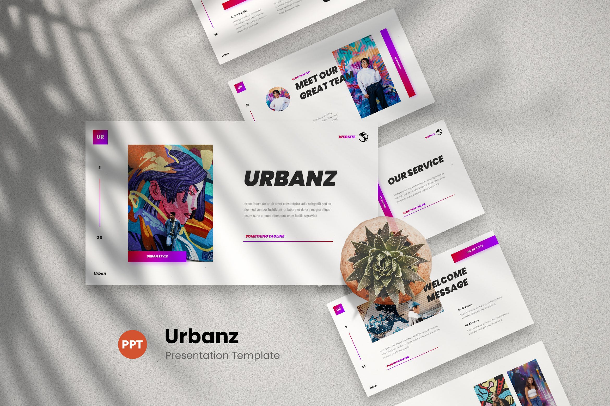 Cover image of Urban Graffiti Art PowerPoint Template.