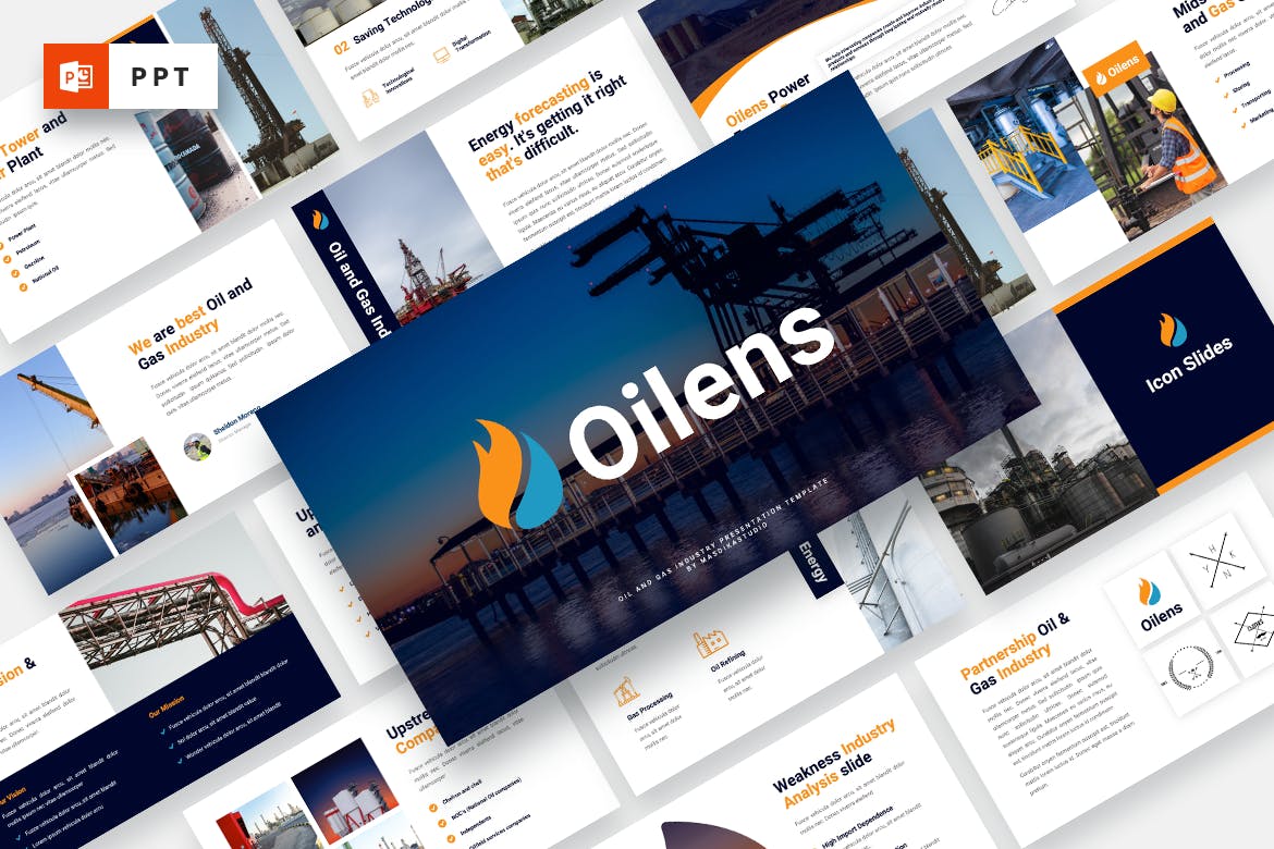 Cover image of Oilens - Oil & Gas Industry Powerpoint Template.