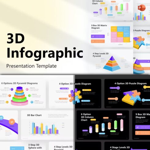 3d infographic powerpoint template - main image preview.