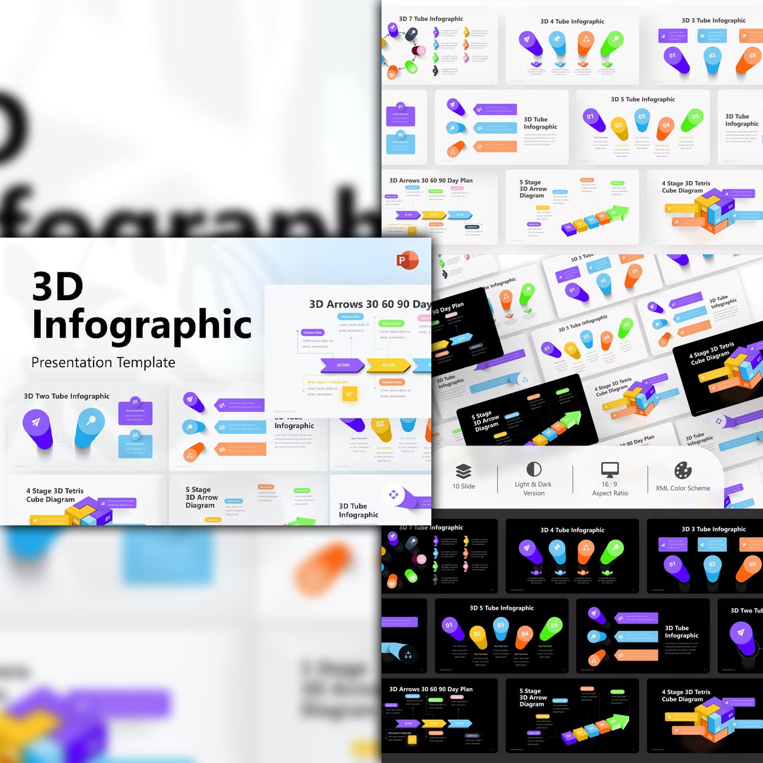 3d infographic powerpoint template from RRgraph.