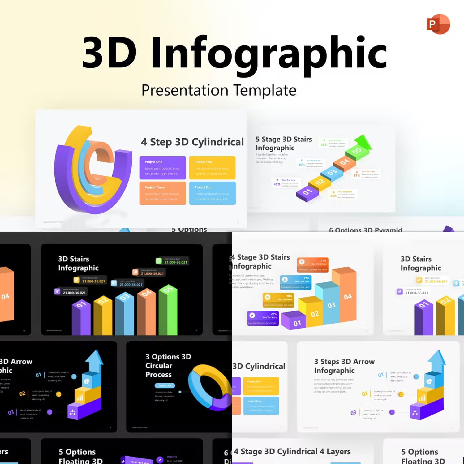 3d infographic powerpoint template rtdf6st - main image preview.