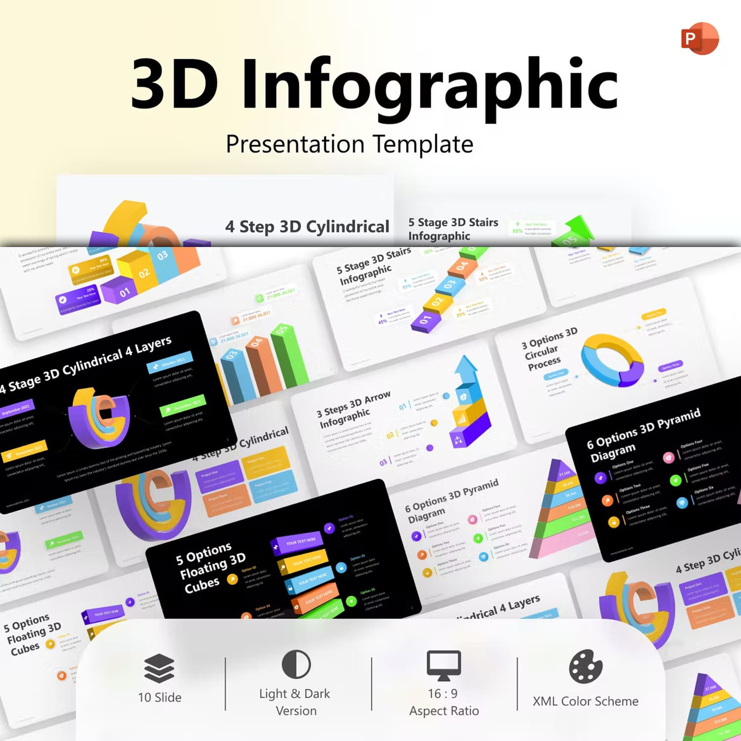 3d infographic powerpoint template rtdf6st from BrandEarth.