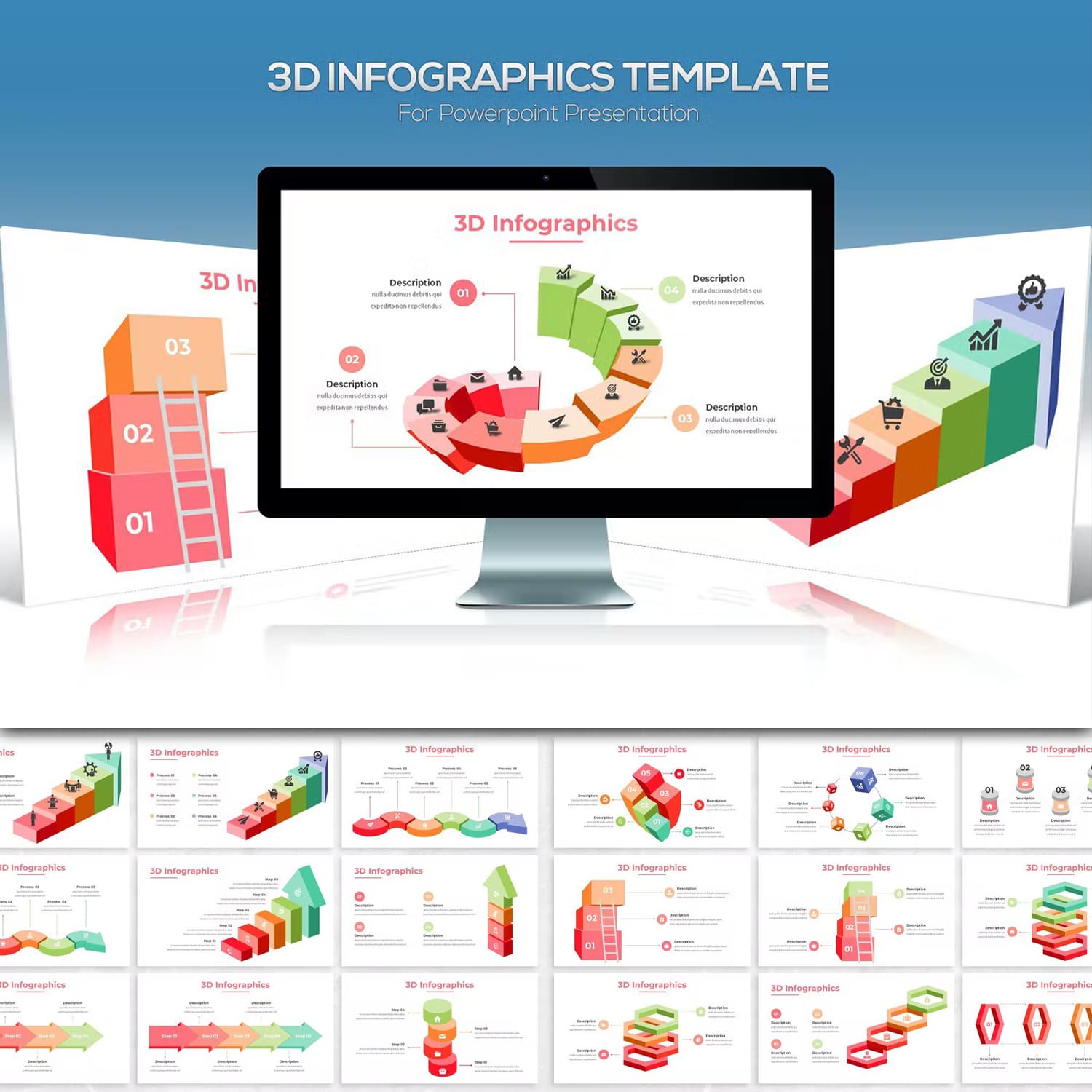 3d infographics for powerpoint presentation - main image preview.