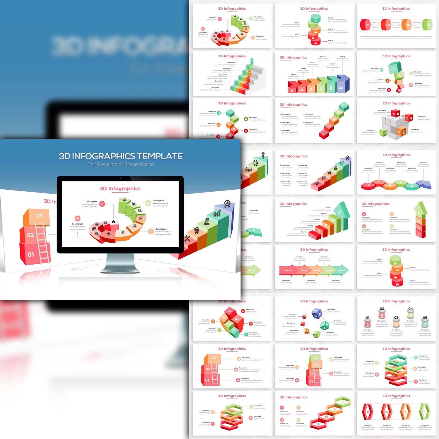 3d infographics for powerpoint presentation from SlideFactory.