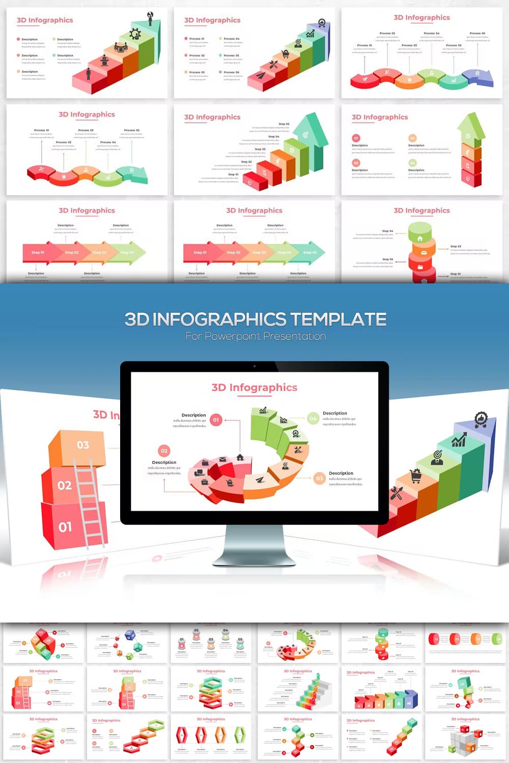 3d infographics for powerpoint presentation - pinterest image preview.