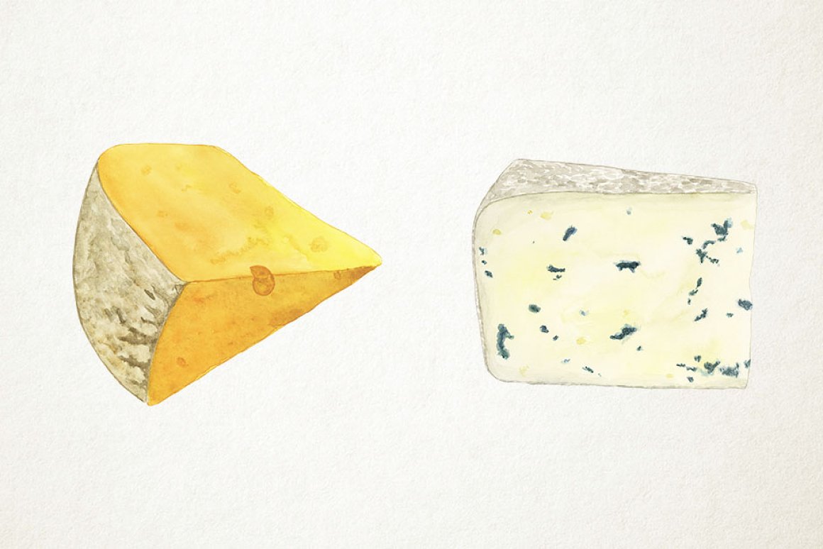 Two kinds of cheeses.