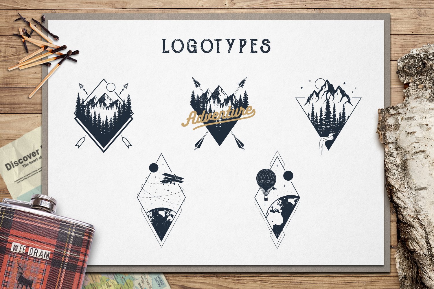 Interesting geometric shapes for your adventure logos.