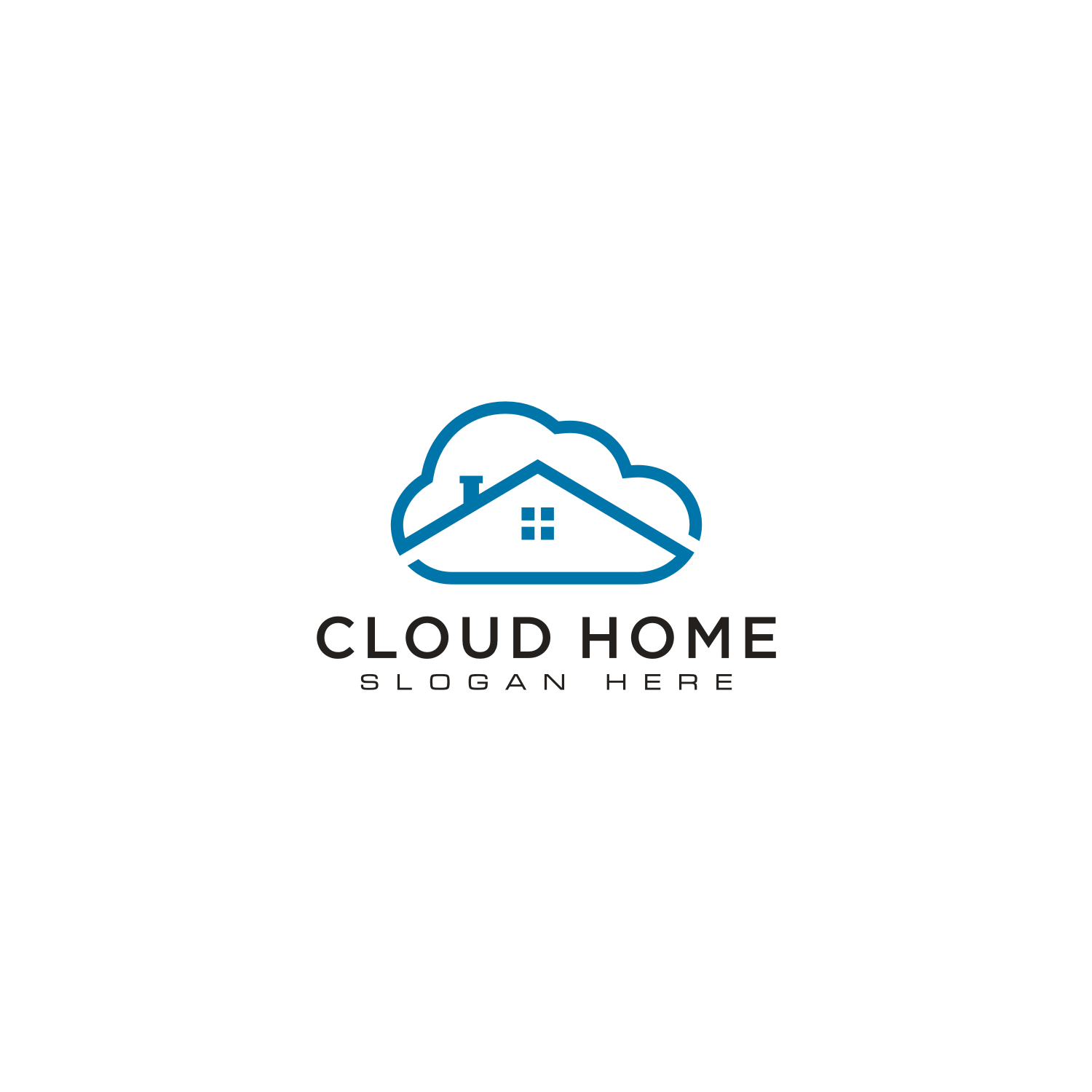 Cloud Home Logo Vector Line Style Cover Image.