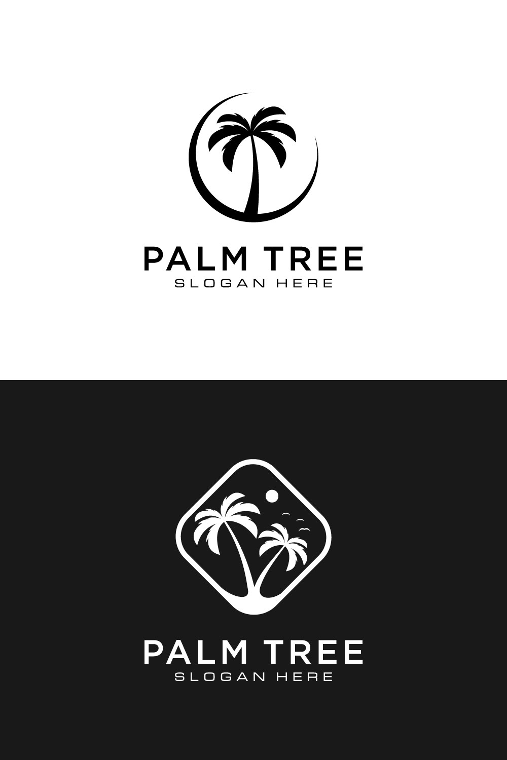 2 Logo Palm Tree Vector Design pinterest image.