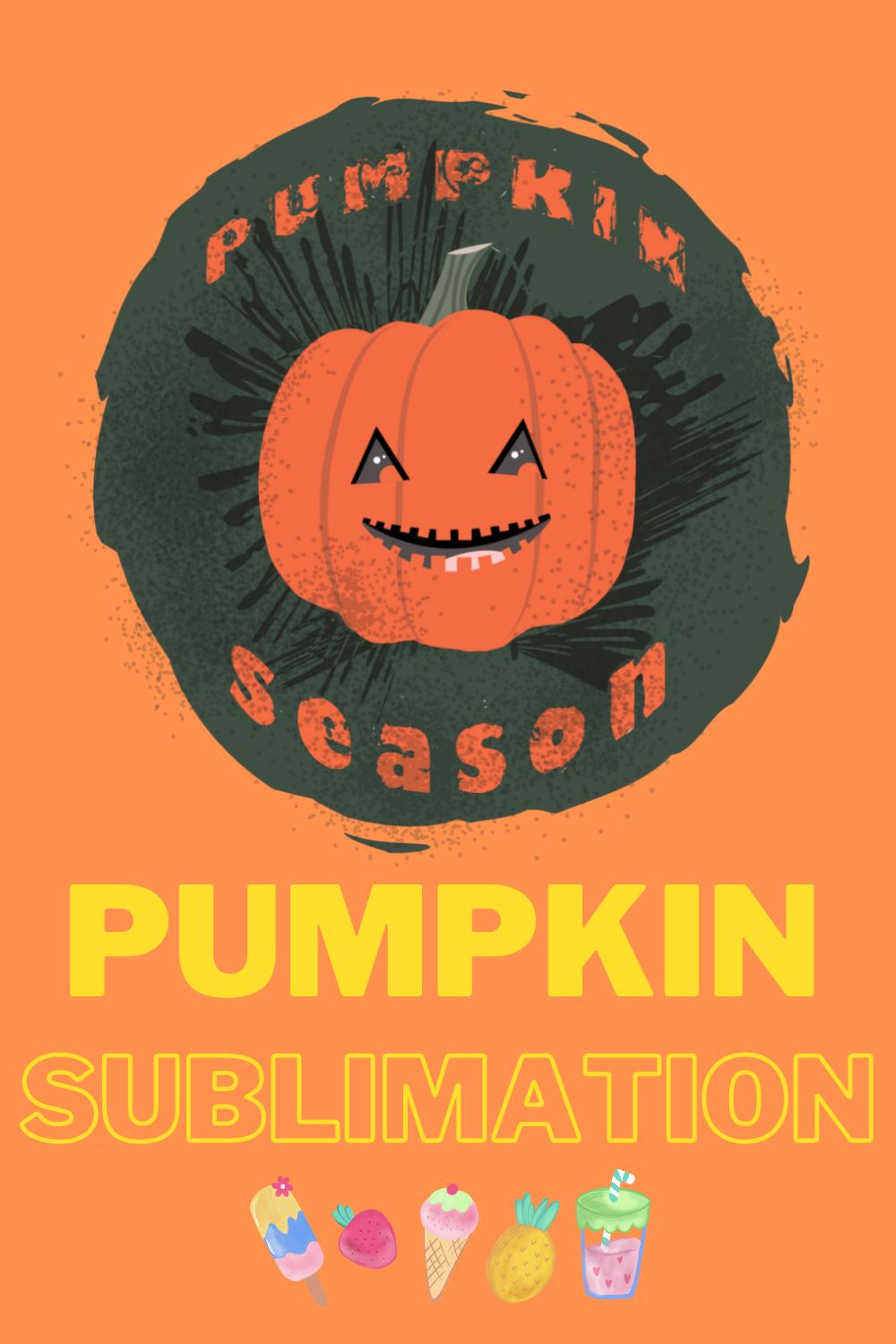 Halloween Smiling Pumpkin Sublimation pinterest image.