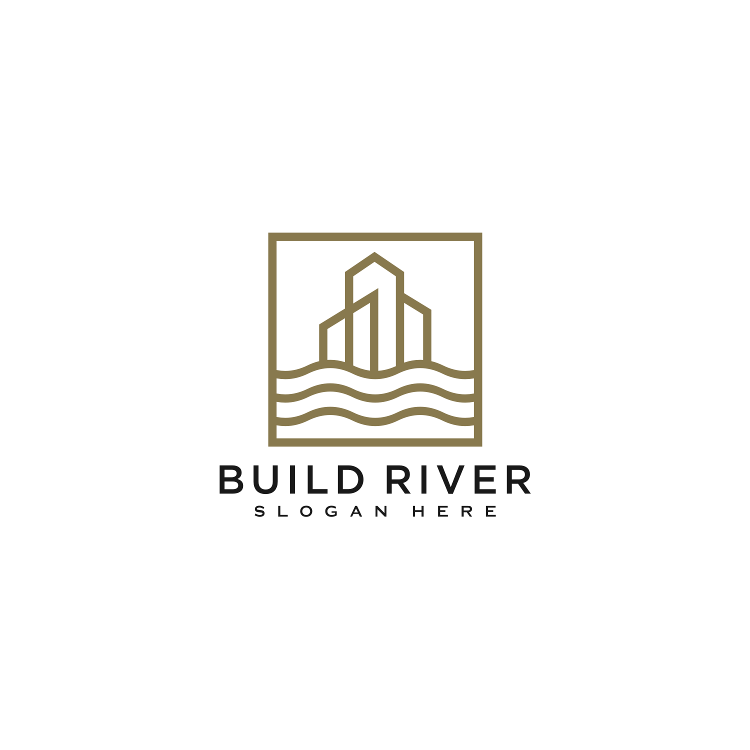 Building River Logo Vector Design Template Cover Image.