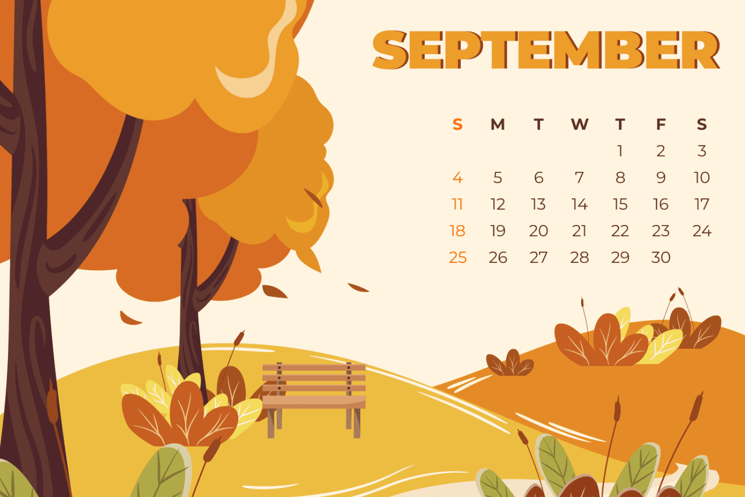Free Printable September Calendar.