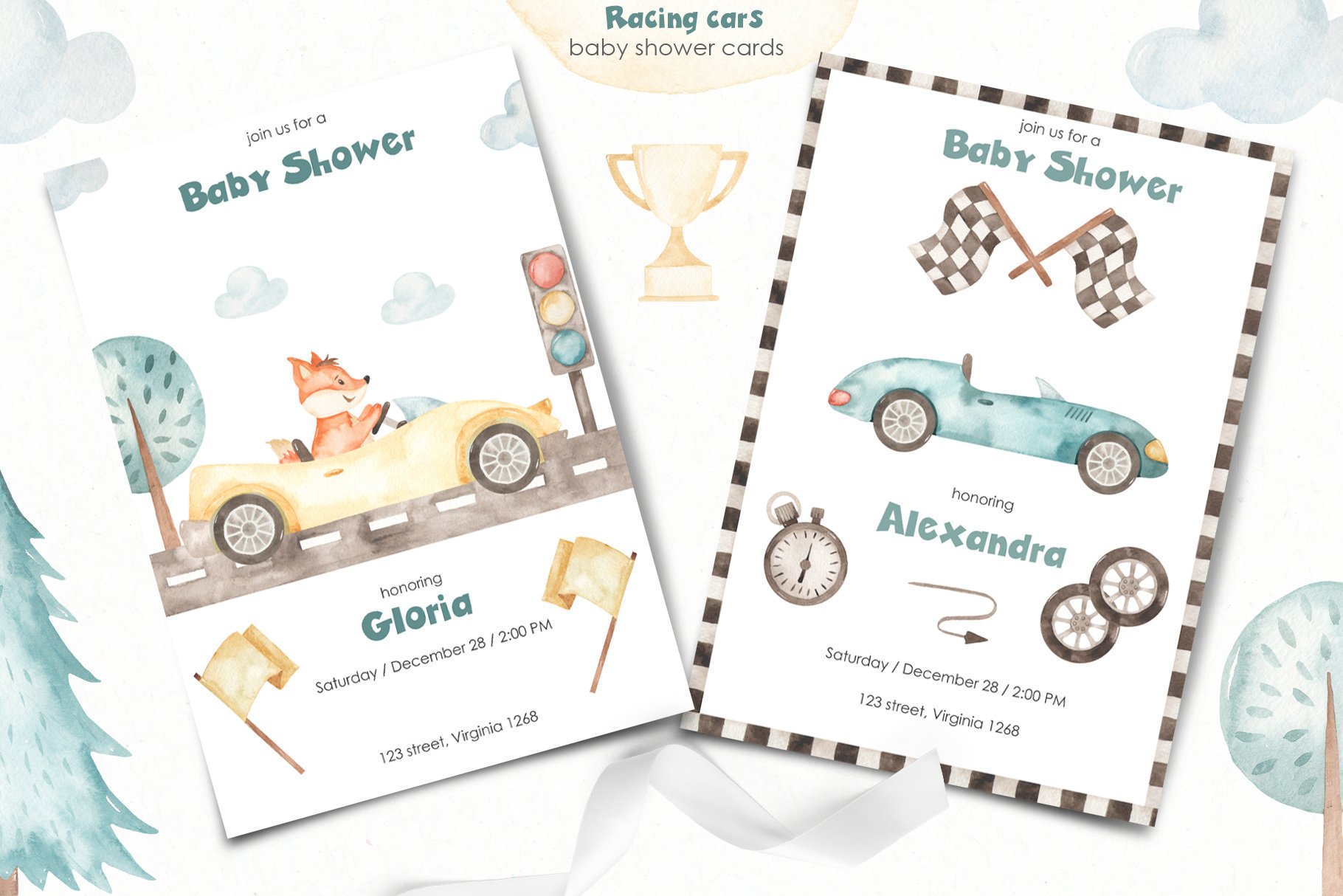 Vintage cards with racing cars.