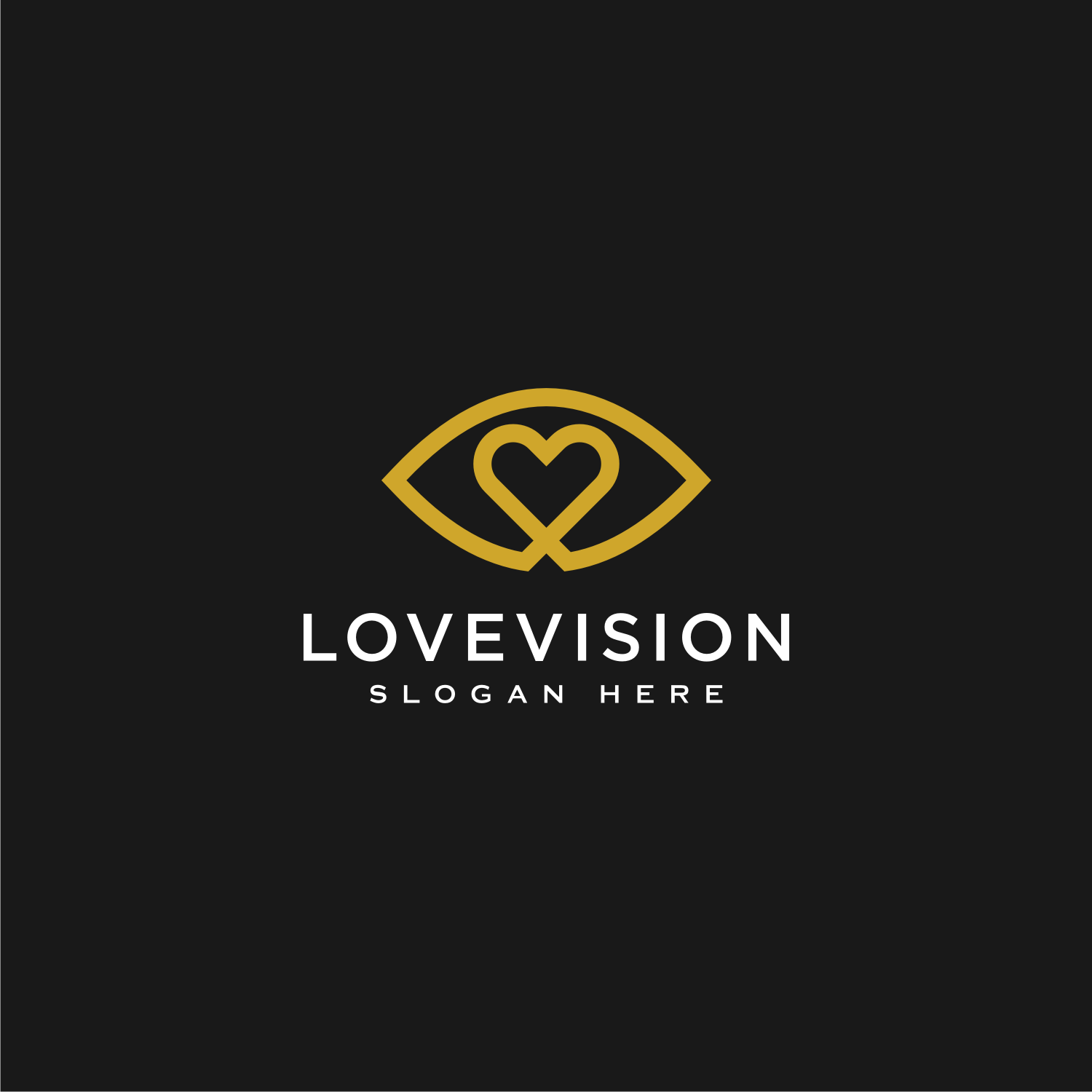 Love Vision Logo Vector Line Style.