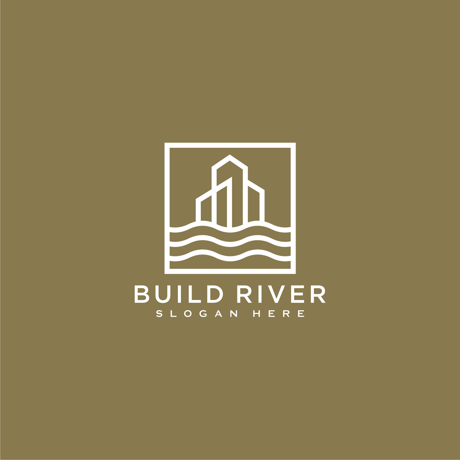 Building River Logo Vector Design Template Preview Image.
