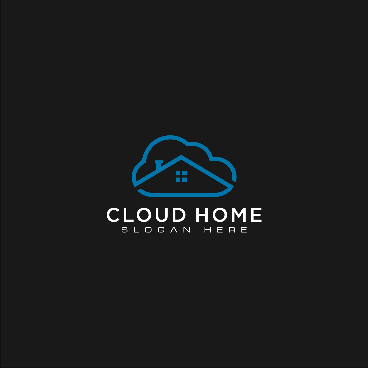 Cloud Home Logo Vector Line Style.