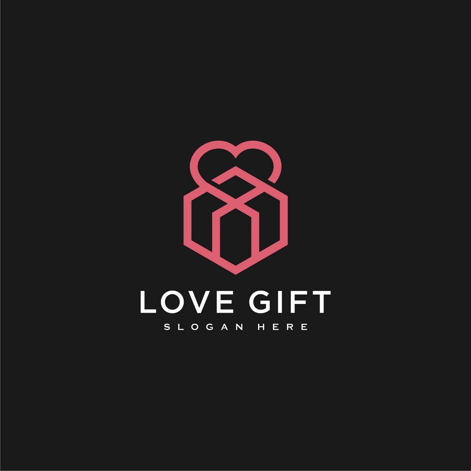 Love Gift Logo Vector Line Style
