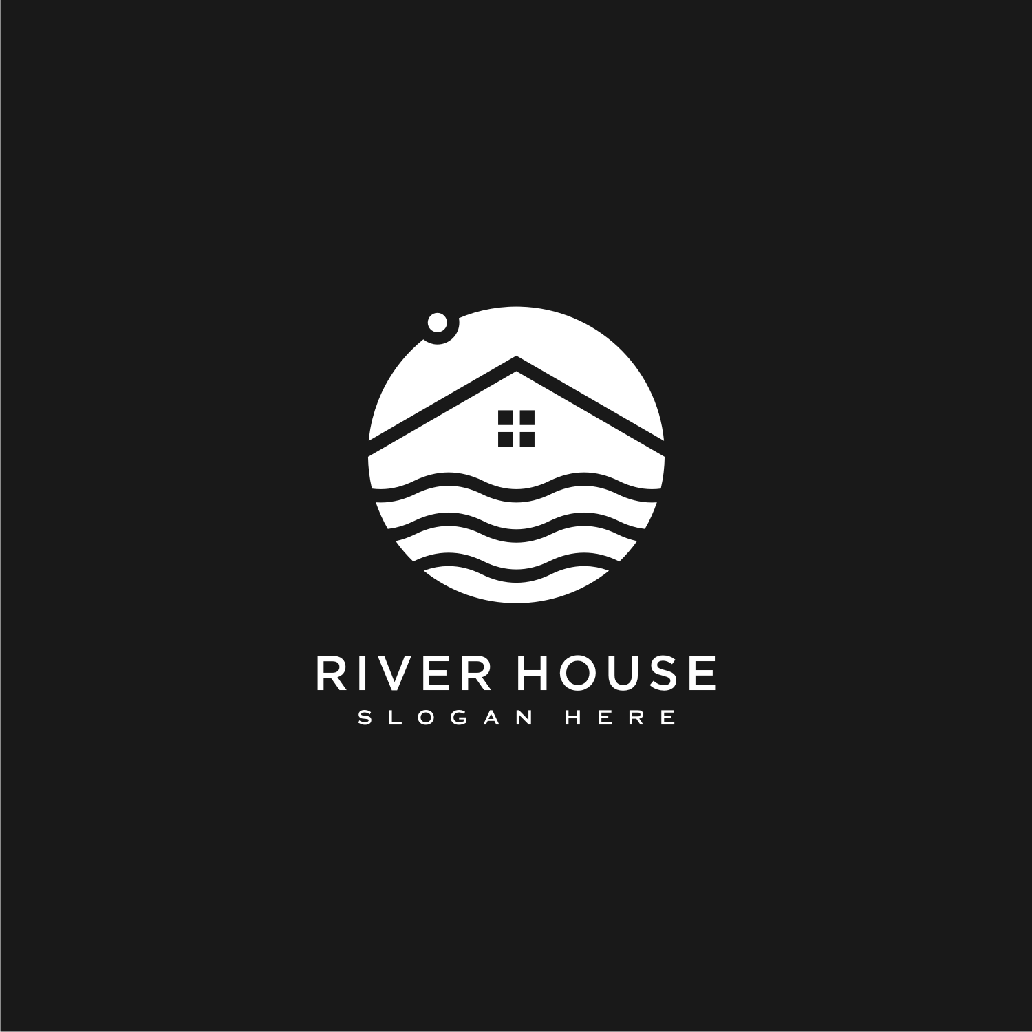 Set Of Minimalist Line Abstract House With River Logo Design Scaled Black.