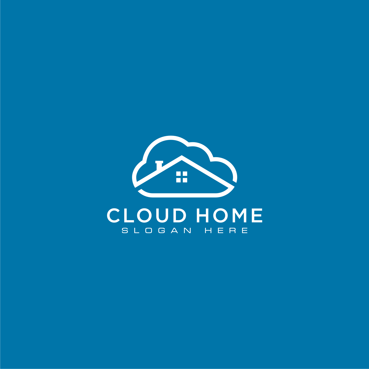 Cloud Home Logo Vector Line Style Preview Image.