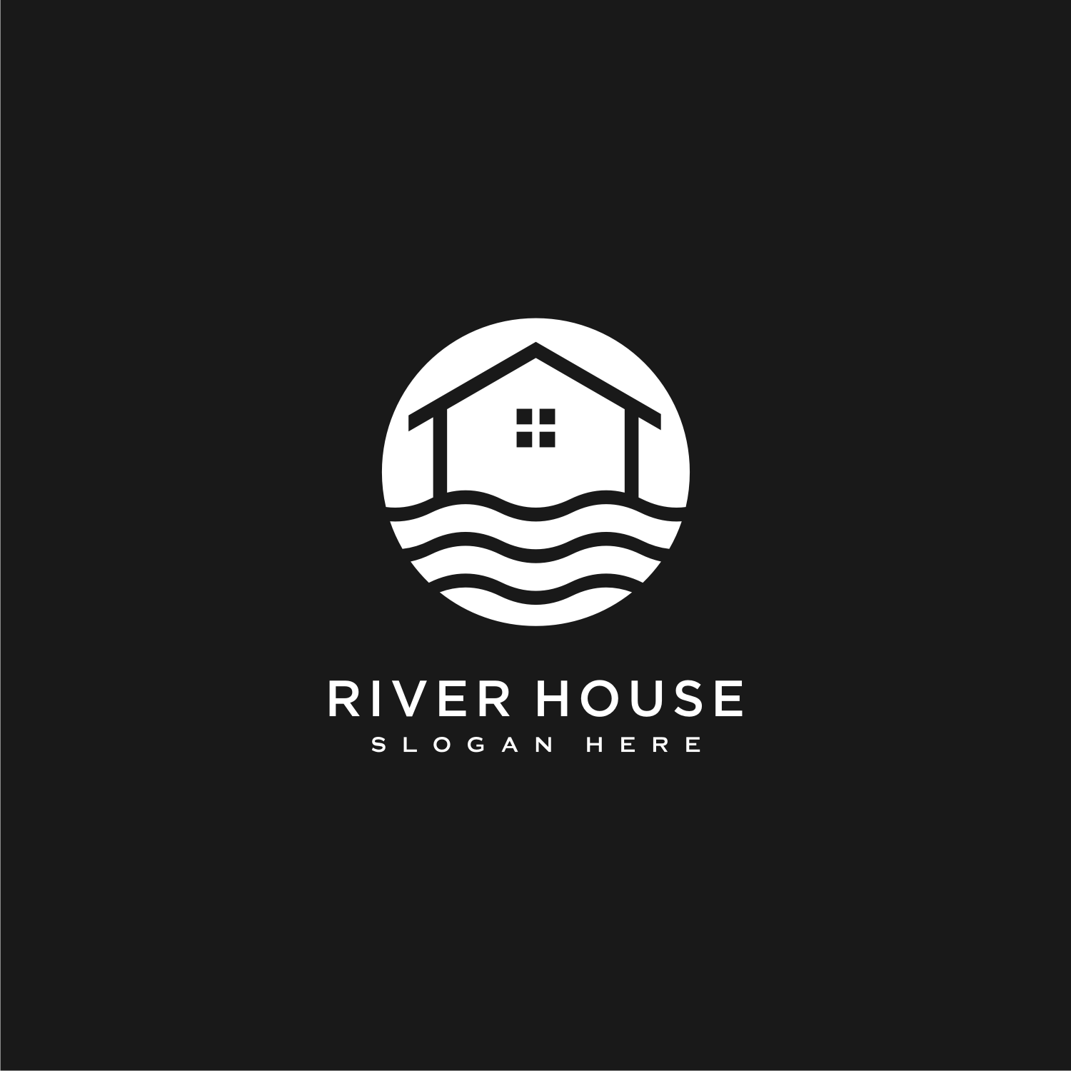 Set Of Minimalist Line Abstract House With River Logo Design .