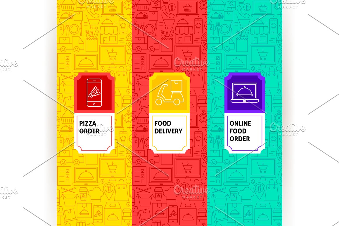 Stylish food delivery icons.
