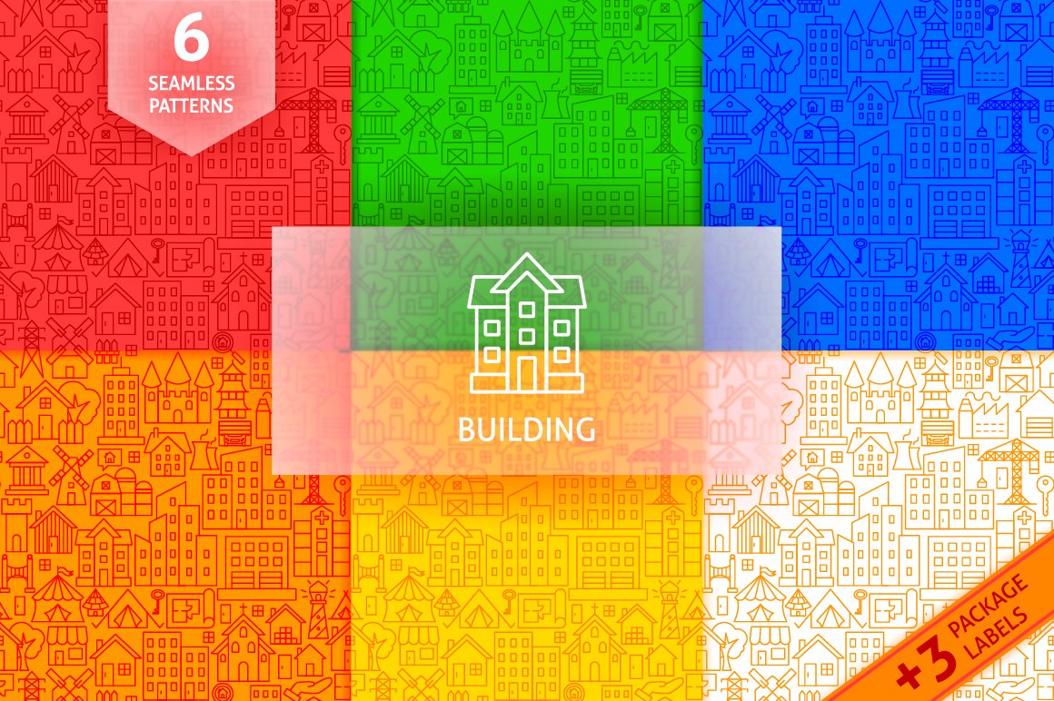 Multicolor building icons set.