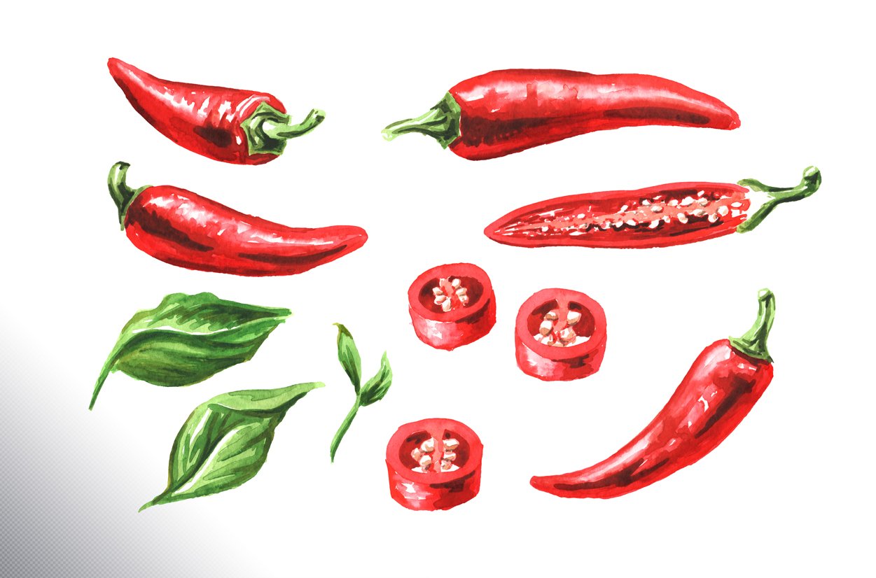 Hals of red chili pepper.