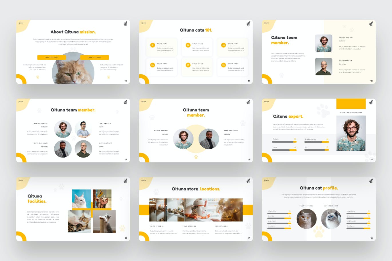 Modern template with yellow elements.