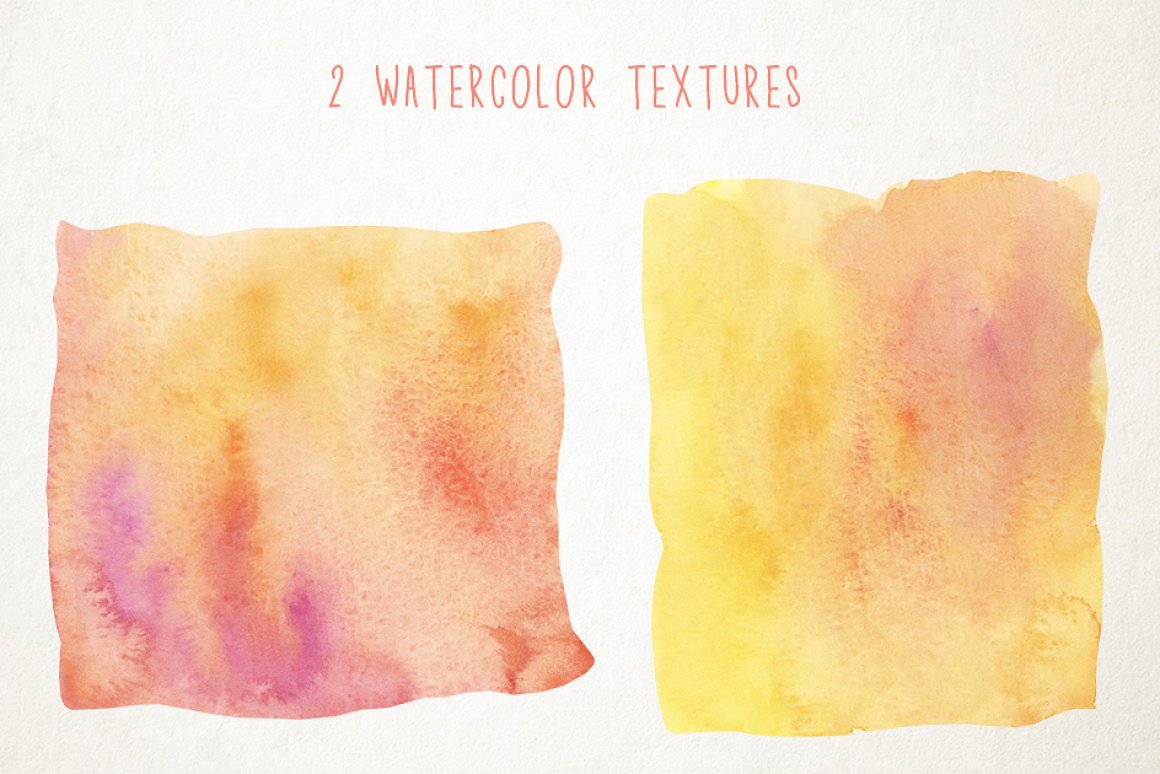 Two parts of watercolor textures in a peach color.