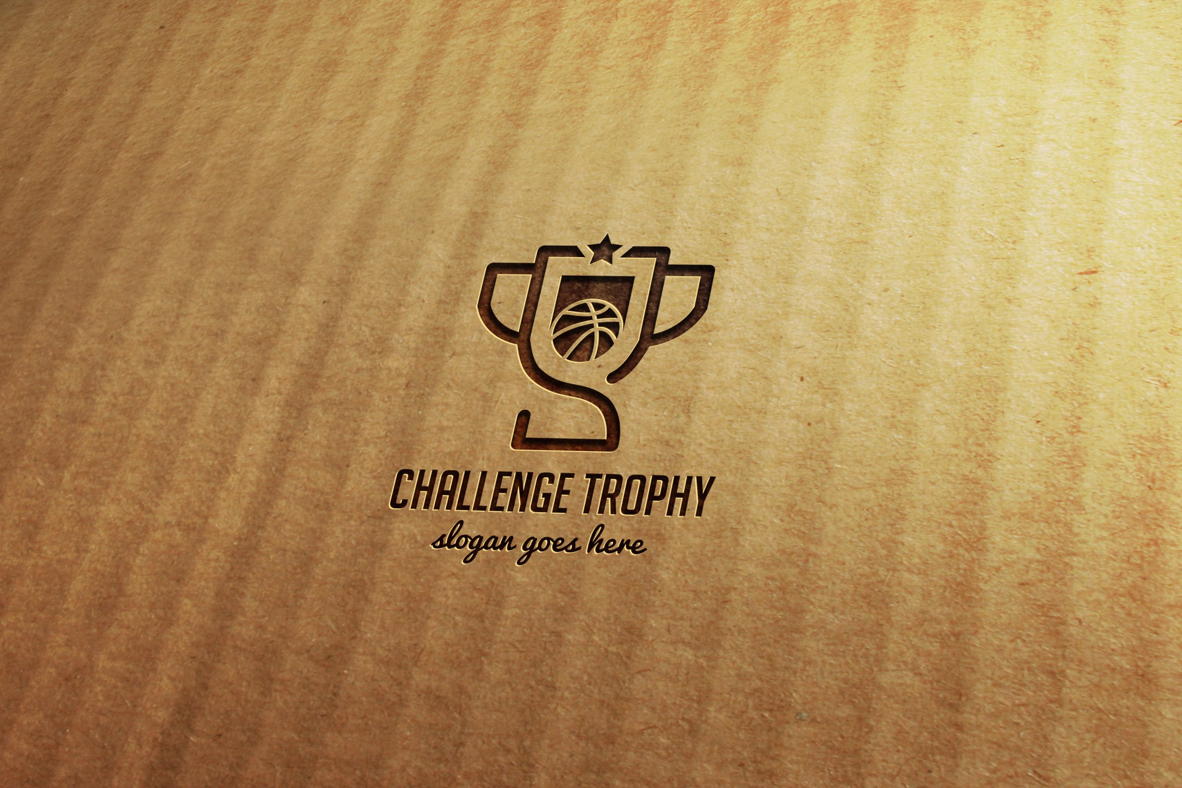Simple brown paper with trophy logo.