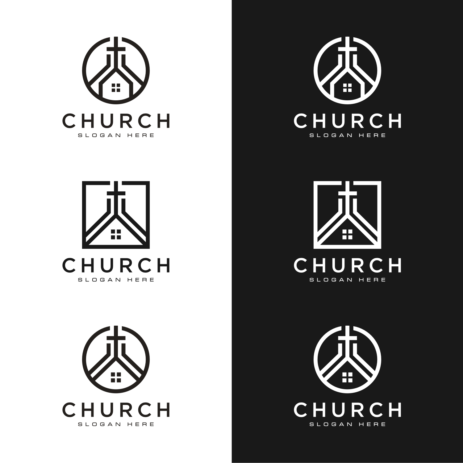 Church Home Logo Design Vector, 3 Logo cover logo.
